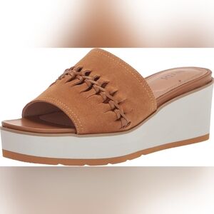 ✨NEW NYDJ RORY COGNAC SUEDE PLATFORM SLIDE SANDALS DURABLE COMFORTABLE WOMEN 7 M